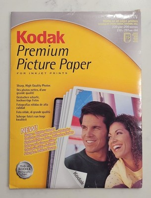 Kodak Premium Picture Paper for Inkjet Prints, Satin Finish, A4, 15 Sheets