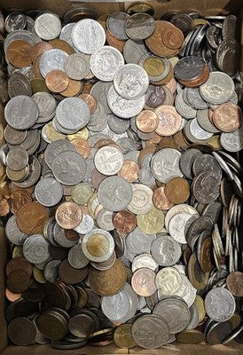 Lot of 500 grams Unsorted International Coins from a Large Unchecked Collection