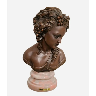 Vintage "The Milano Collection" Female Bust Statue - 43cm-Faux Bronze on Marble