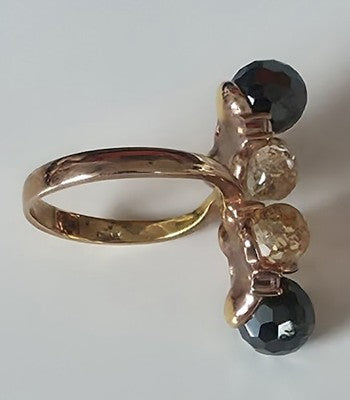 Vintage Sterling Silver Ring with Large Purple Faceted Amethyst Glass Stone