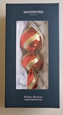 Waterford Holiday Heirlooms Triple Spire Red & Gold Glass Ornament 1080333 New