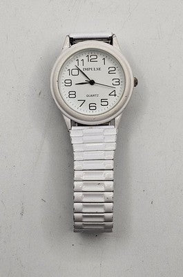 Impulse GA158 Unisex Quartz Watch Silver Tone Expansion Band - Japan - Working