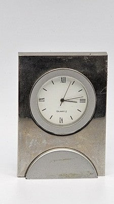 Modern Quartz Metal Desk Mantel Clock Roman Numeral Working condition