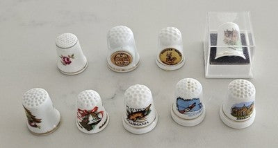Lot of 9 Vintage Fine Bone China Thimbles - Australian Souvenirs & Floral Themes