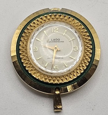 Lado Vintage Gold Tone Swiss Made Pendant Watch with Elephant Crest. Repair/Spar