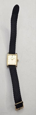 Sabre Gold Tone Rectangular Quartz Watch Black Braided Band Women's Vintage Work
