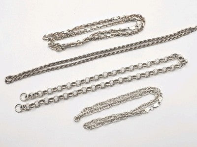 Sterling Silver Rope Chain Necklaces x4 – Textured Set, 55/52/45/45 cm, 112g
