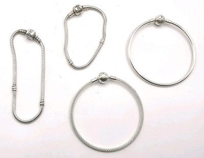 Pandora Sterling Silver Bracelets Ball Clasp Bangle Mesh Barrel Clasp x 4 (43g)