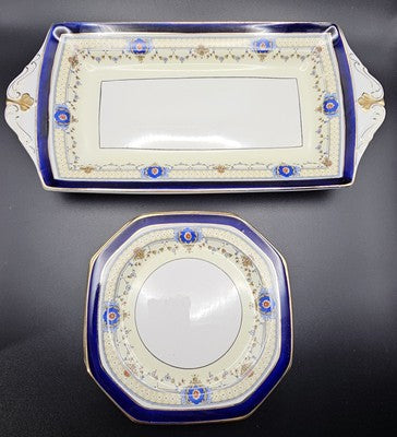 Alfred Meakin England Bleu de Roi Serving Dish and 6x Plates Set