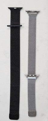 2x Milanese Loop Magnetic Watch Bands for Apple Watch - Black & Silver