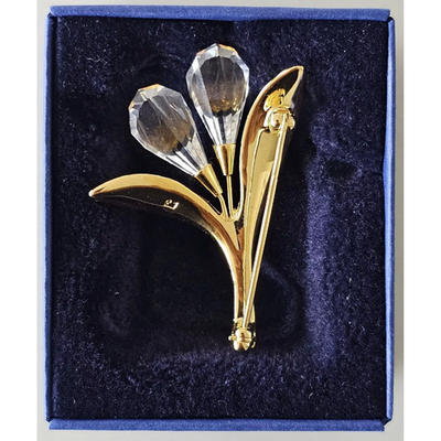 Branded Swarovski Crystal Signed Branded Jewellery gold-tone Elegant Floral Broo