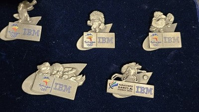 5pc Collection IBM Olympics Sydney 2000 Pewter Pin Sponsor Set NIB