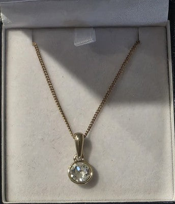 Prouds The Jewellers Gold Plated Bezel Cubic Zirconia Solitaire Necklace