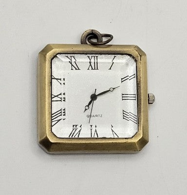 Cushion Quartz Pendant Watch Hand Wind Roman Numerals Stainless Steel Back Work