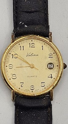 Vintage Valina Swiss Made Quartz Watch – Gold Tone, Date, Model 67056 – Repair/s