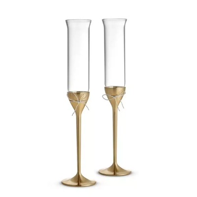 Wedgwood Vera Wang  Love Knots Gold Giftware Toasting Flute Pair