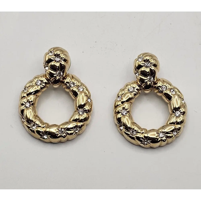Swarovski Vintage Gold-Tone Rhinestone Hoop Latch-Back Earrings