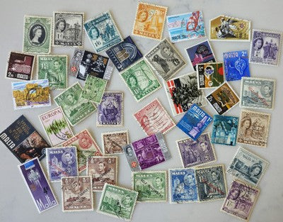 Vintage Collection of Used Postage Stamps from Malta #0420