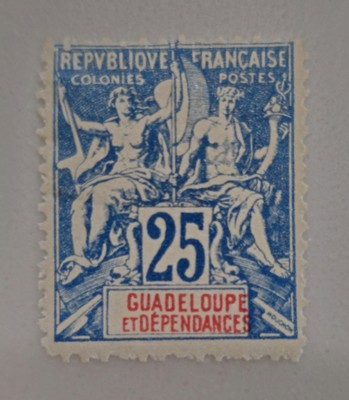 VintageGuadeloupe 25 Centimes Stamp #0420