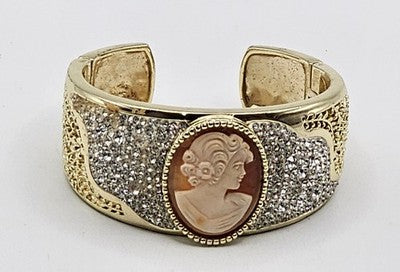 Amedeo Cameo Crystal Cuff Bracelet Gold-Tone HSN 11942191
