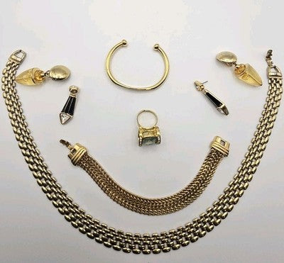 Gold Tone Jewelry 1980s Stone Set
