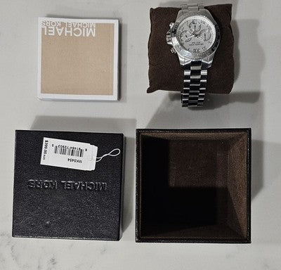Michael Kors MK-5454 Lexington Silver Chronograph Men's Watch with Box & Manual