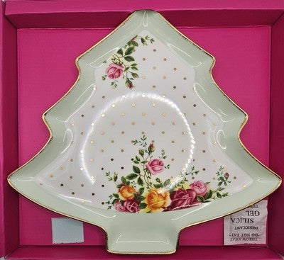 Royal Albert Old Country Roses 🌲 Christmas Tree Serving Plate 28cm New in Box