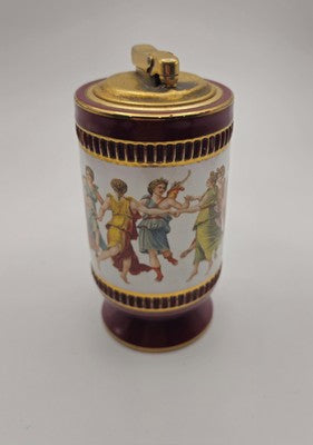 Vintage Colibri Florentine Hand Made Italy Table Lighter Grecian Fresco Design