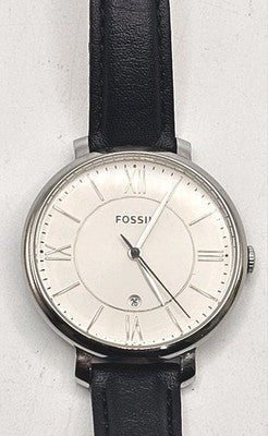 Fossil Stainless Steel 3 ATM Men's Analog Quartz Watch with Black Leather Band.