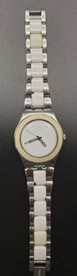 Swatch Irony Oval White Dial Mixed Metal Bracelet Watch - Working