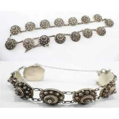 Vintage Portugal Sterling Silver Filigree Necklace & Bracelet (155g)