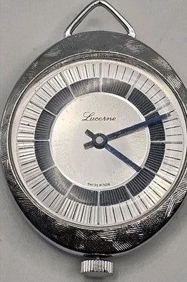 Vintage Lucerne Pocket Watch Pendant Silver Tone Dial Manual Wind Swiss Made
