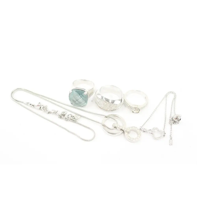 Swarovski Crystal Silver-Tone Heart Jewellery - 5pc