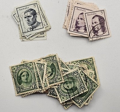 Vintage Australian Stamp Collection: Assorted Queen Elizabeth II, Caroline Chish