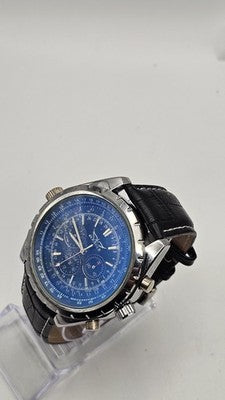JARAGAR Men's Automatic Mechanical Watch Blue Dial Leather Band - Working