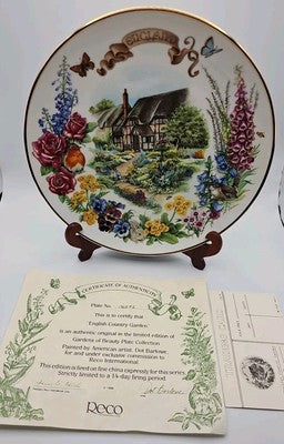 RECO Plate English Country Garden by Dot Barlowe 1988 Numbered Limited Ed