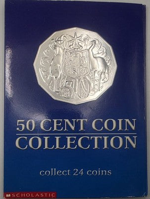 Scholastic 50 Cent Coin Collection Folder Album Collect 24 Coins Australian