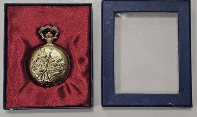 Vintage Gold Tone Quartz Pocket Watch in Gift Box - Working