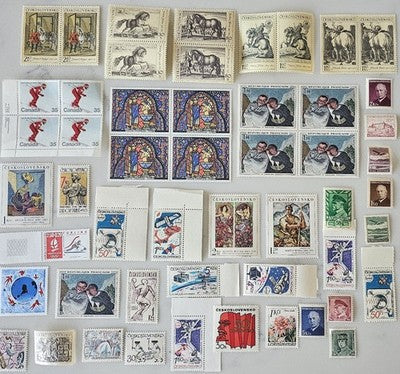 Vintage Czechoslovakia & World Stamp Lot - Mint Sheets, Olympics & Queen Mother