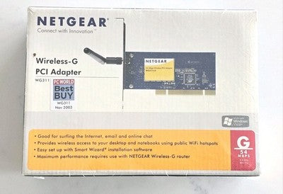 New NETGEAR Wireless-G PCI Adapter WG311 54Mbps