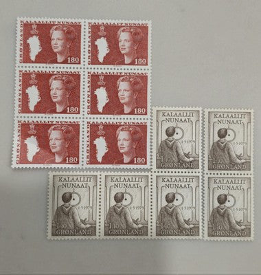 1979 Greenland Gronland Block Of 12 Postage 1.1&1.8 Stamps Kalaallit Nunaat New