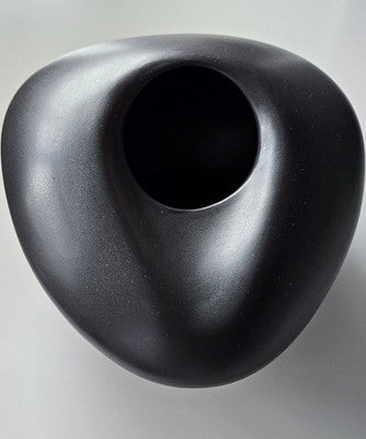IKEA Skämt Matte Black Ceramic Vase - Modern Minimalist Design
