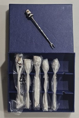 Set of 6 Christmas Santa Claus Cocktail Appetizer Forks - Silver Tone in Box
