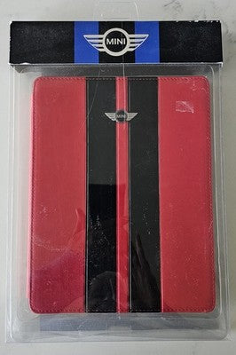 Official MINI Cooper Red & Black Striped Real Leather iPad Case