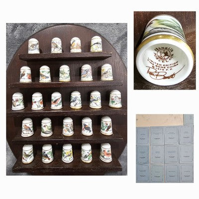 Garden Birds Complete Franklin Mint Porcelain Bone China Thimbles & Certificate