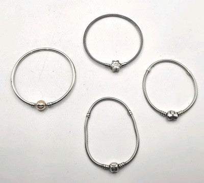 Pandora Sterling Silver Bracelets MET Clasp Bangle Heart Clasp x 4 (45g)