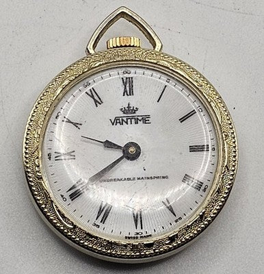 Vantime Vintage Swiss Made Gold Tone Pendant Watch. Working