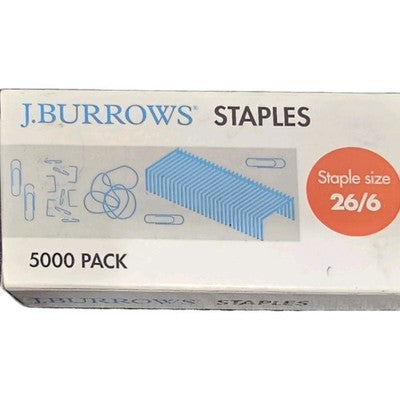 J.Burrows 26/6 Staples 5000 Pack Office Supplies