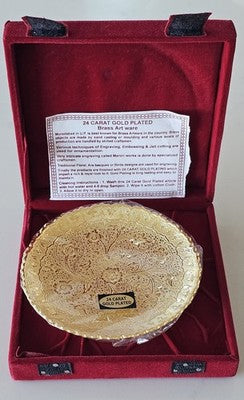 24 Carat Gold Plated Brass Artware Decorative Plate Moradabad India Marori Work