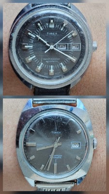 Two Timex Men's AUTOMATIC Watches Black Dial in Working condition